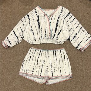 White and Black Striped Two-Piece Set